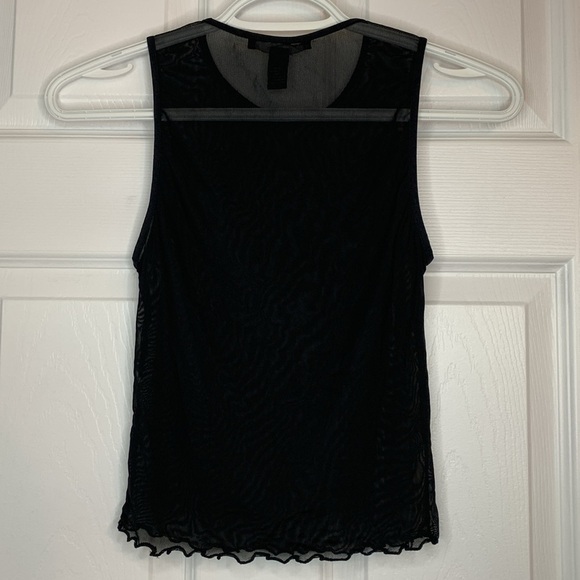 Y2K Sheer Black Stretch Tank Womens size small sexy ruffle Forever 21 GothCore - Picture 3 of 4